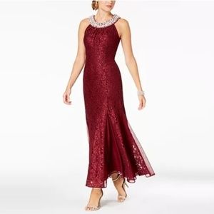 R & M Richards Embellished Lace Gown